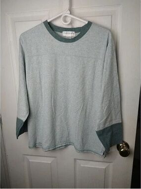 Midnight by Carole Hochman Gray Tee with Green Heather Trim